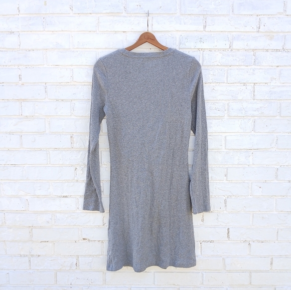 Aerie Ribbed Twist Front Dress Large Gray - Picture 7 of 7